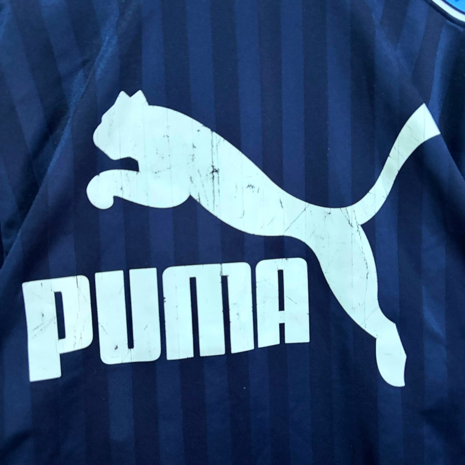 90s PUMA プーマ トラックジャケット ジャージ 紺×水色 ビッグロゴ 