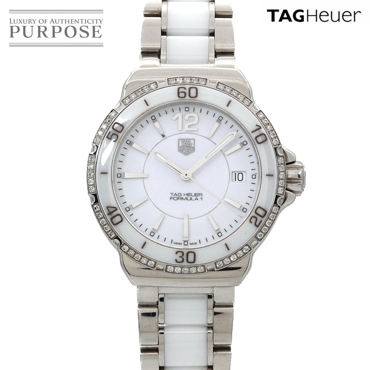 タグホイヤー TAG Heuer フォーミュラ1 WAH1213 レディース 腕時計 ダイヤベゼル デイト ホワイト セラミック クォーツ Formula 1 90320146 タグホイヤー TAG Heuer フォーミュラ1 WAH1213 レディース 腕時計