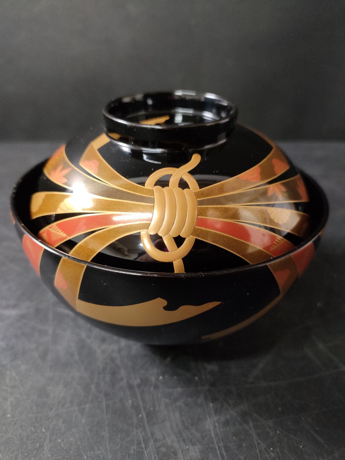F13-09/輪島塗/のし蒔絵 吸物椀 5客/骨董/漆塗/漆器/吸物椀/蓋茶碗