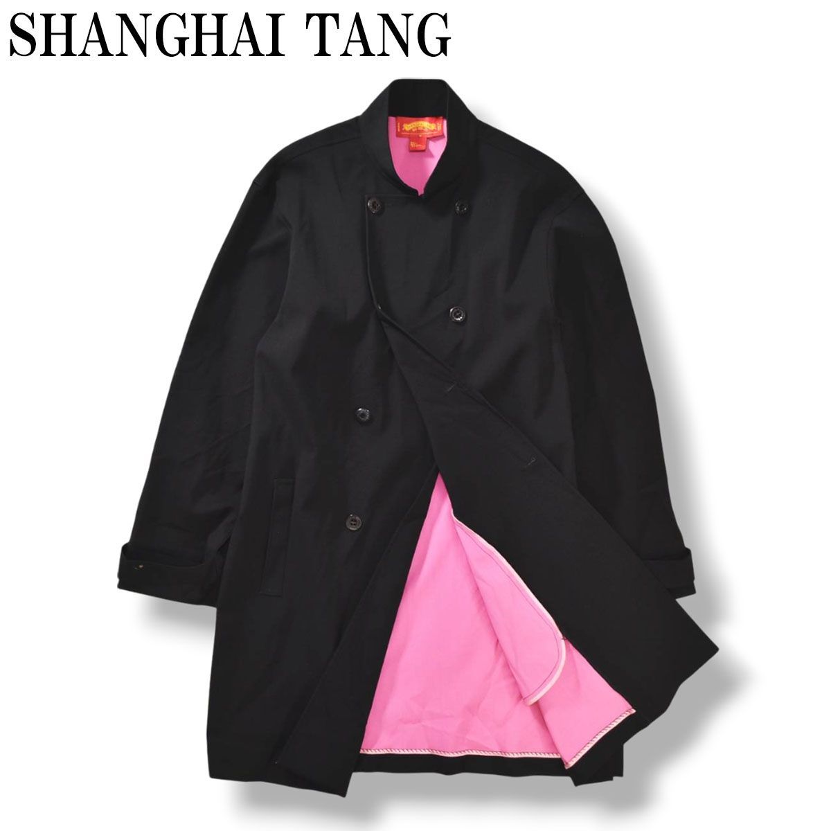 上海灘 Shanghai Tang チャイナジャケット M 黒 ピンク裏地 高級 高級】 シャンハイタン SHANGHAI TANG 上海灘 チャイナジャケット