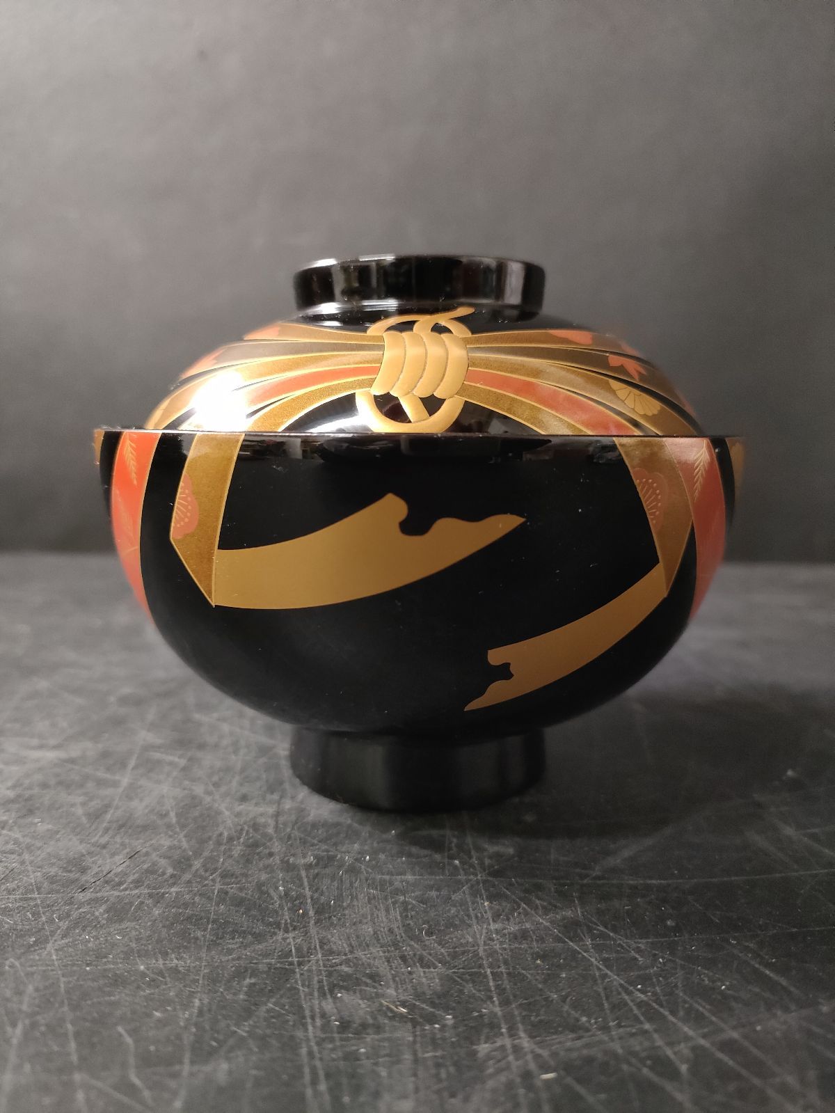 F13-09/輪島塗/のし蒔絵 吸物椀 5客/骨董/漆塗/漆器/吸物椀/蓋茶碗