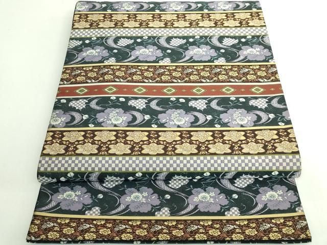 平和屋本店○極上 西陣 木野織物 菱屋善兵衛謹製 六通柄袋帯 横段花文