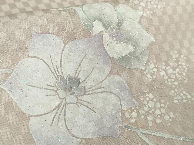 平和屋本店●極上　訪問着　枝花文　市松地紋　暈し染め　銀彩　逸品　DZAB5809kh6 平和屋本店○極上 訪問着 枝花文 市松地紋 暈し染め 銀彩 逸品