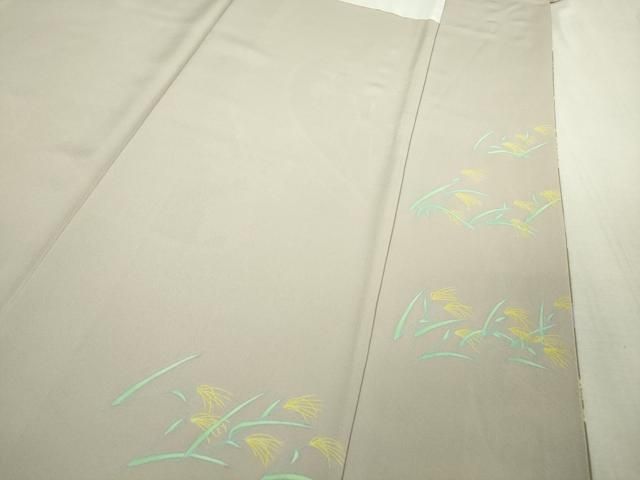 平和屋本店●極上　本加賀友禅作家　由水煌人　訪問着　草花文　薄柿色地　逸品　DZAB5853kh6 平和屋本店○極上 本加賀友禅作家 由水煌人 訪問着 草花文 薄柿色地