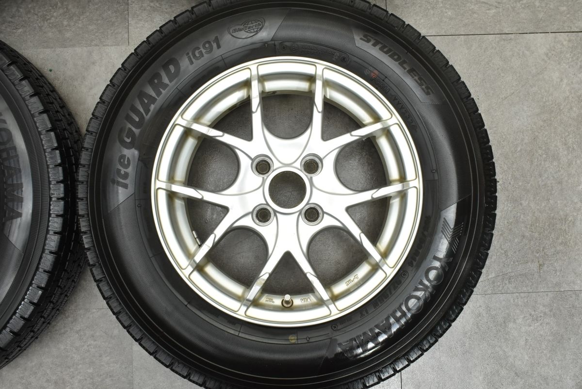 バリ溝】AL 14in 5J +39 PCD100 ヨコハマ アイスガード iG91 165/80R14 