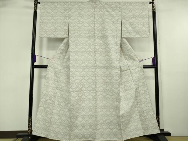 平和屋本店▽極上 本場結城紬 重要無形文化財 単衣 100亀甲 宝相華
