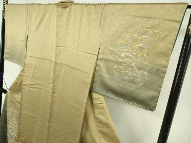 平和屋本店●極上　人間国宝　福田喜三郎　訪問着　刺繍　露芝　暈し染め　金彩　大丸扱い　逸品　未使用　DZAB5948kh6 平和屋本店○極上 人間国宝 福田喜三郎 訪問着 刺繍 露芝 暈し染め