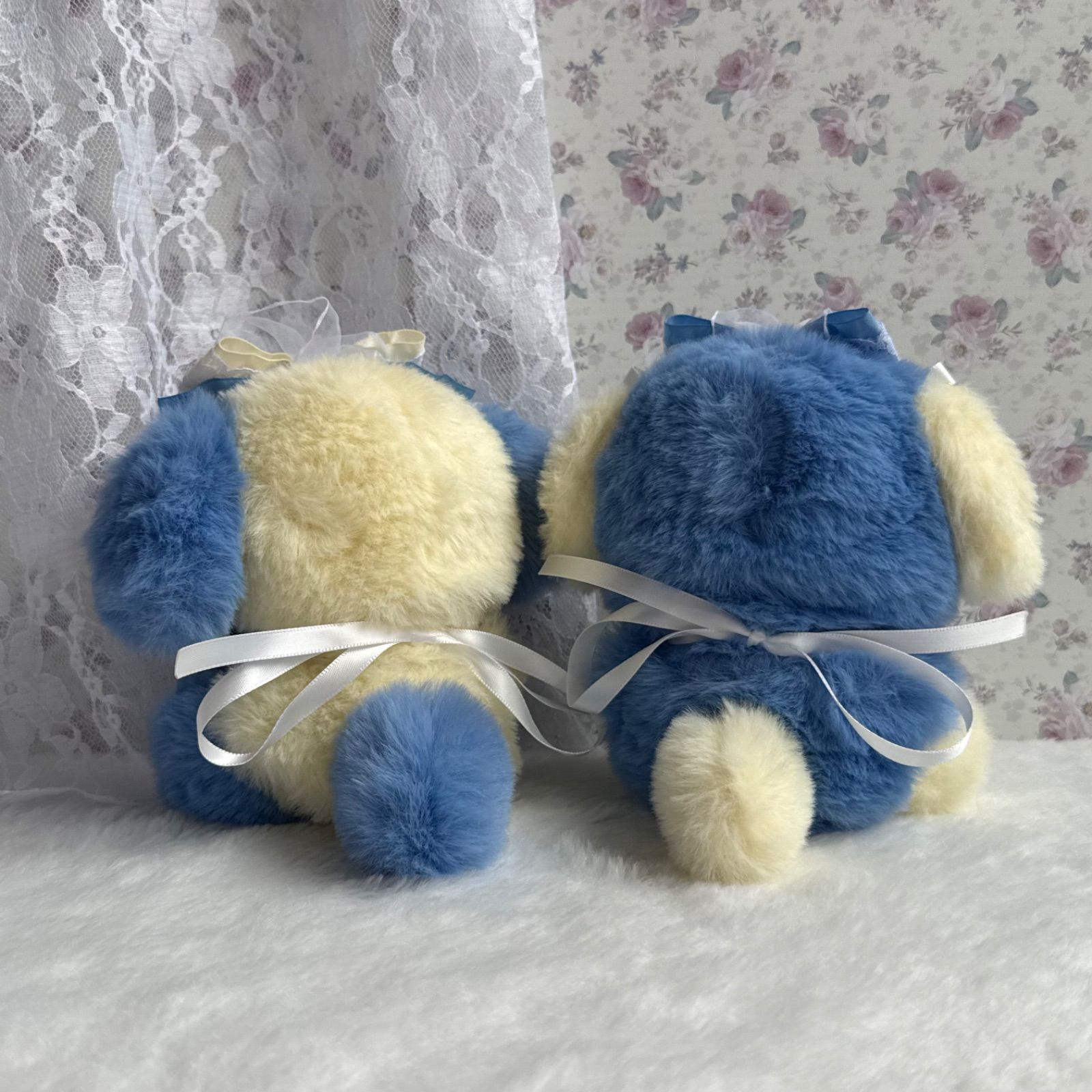 1027】ぬい服 おすわりぬい服 10cm にじぱぺっと 垂れ耳 犬 青 黄色