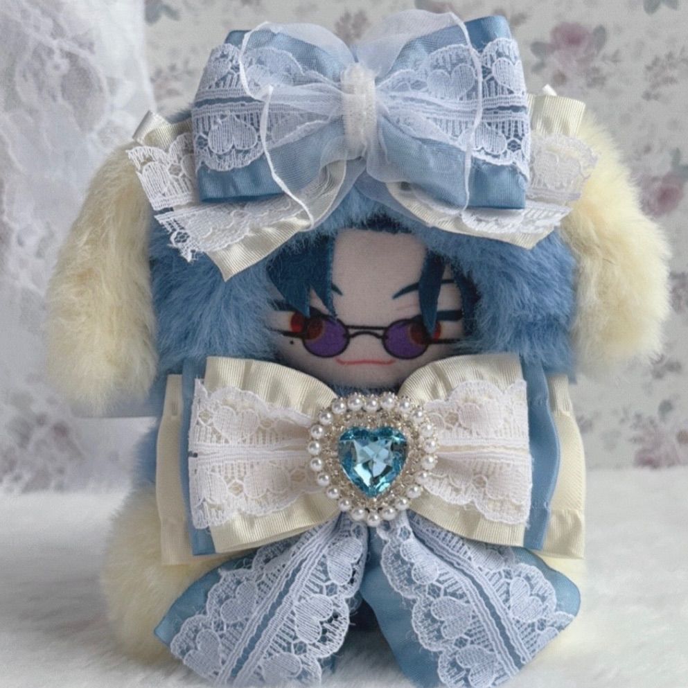 1027】ぬい服 おすわりぬい服 10cm にじぱぺっと 垂れ耳 犬 青 黄色