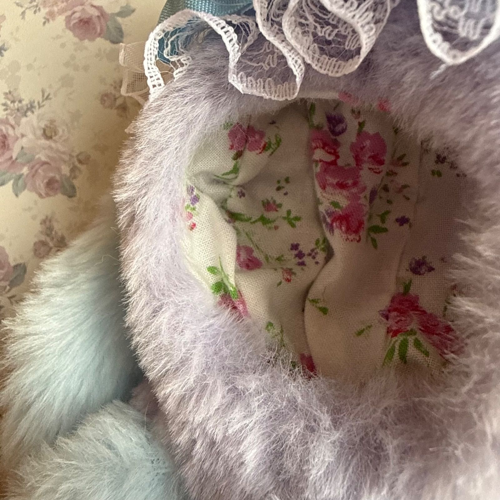 1029】ぬい服 おすわりぬい服 10cm にじぱぺっと 垂れ耳うさぎ 水色 紫