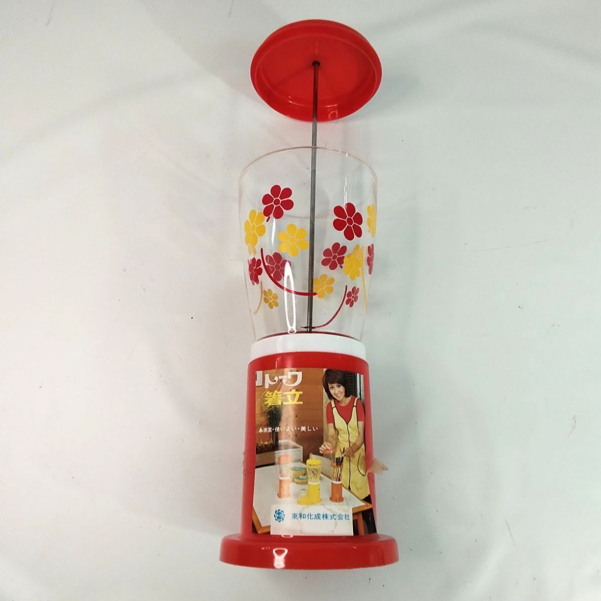 昭和レトロ トーワ TOWA 箸立て レトロ箸立 食堂 当時物 花柄 赤色