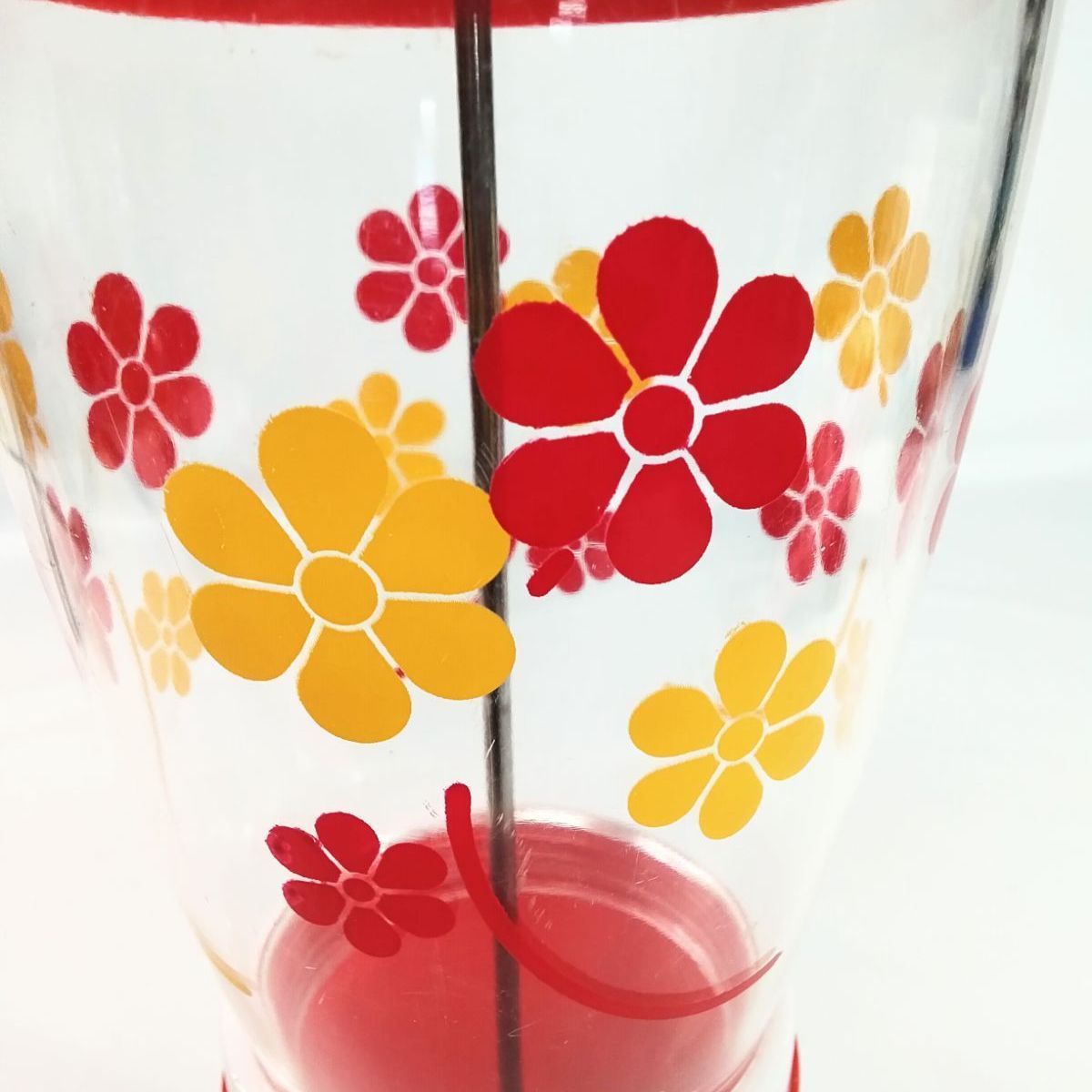 昭和レトロ　トーワ　TOWA 箸立て　レトロ箸立　食堂　当時物　花柄　黄色 レトロポップ 箸立て カトラリー入れ 赤 トーワ TOWA 花柄 昭和レトロ