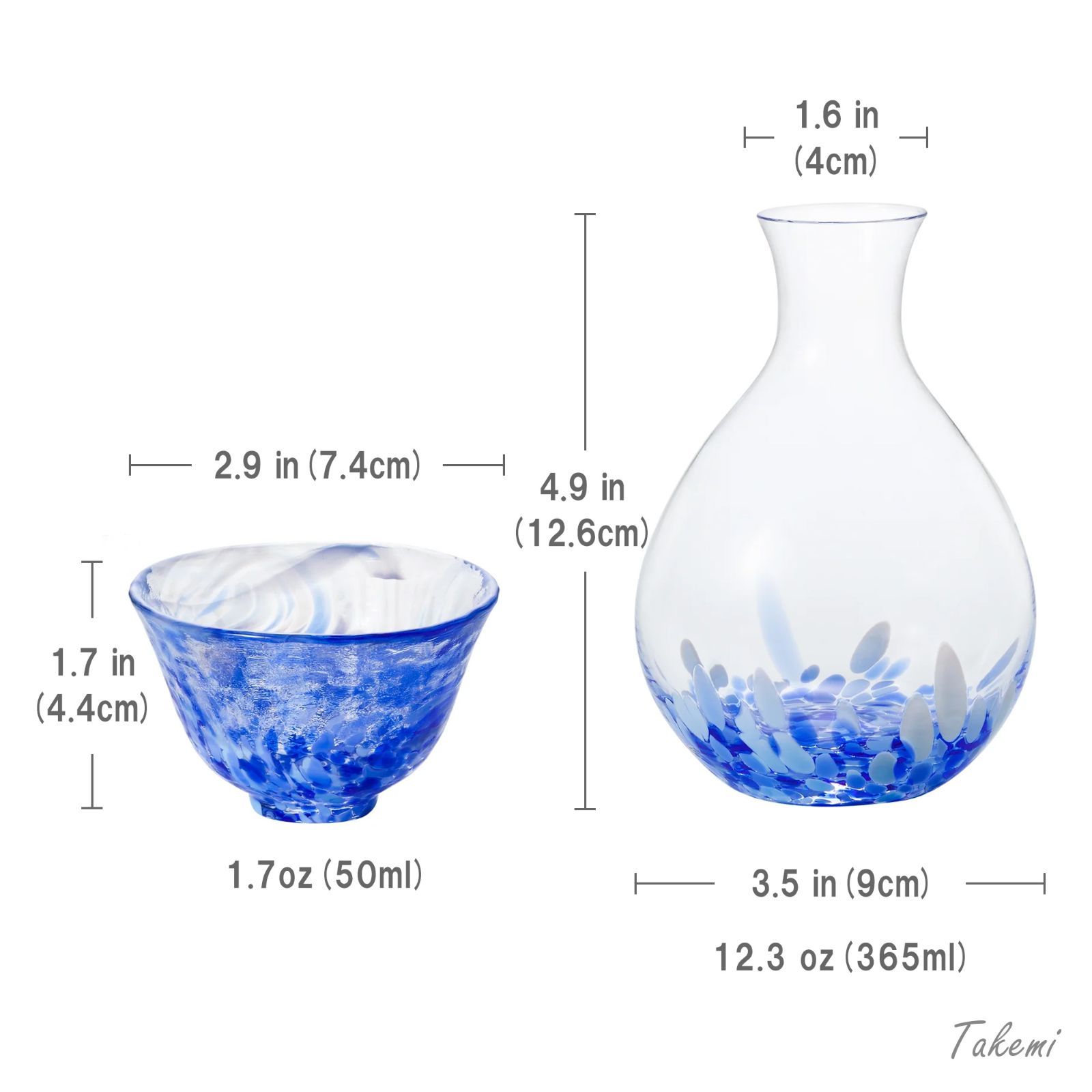 津軽びいどろ みずばしょう 岩清水 酒器セット（ 徳利1個、おちょこ2 