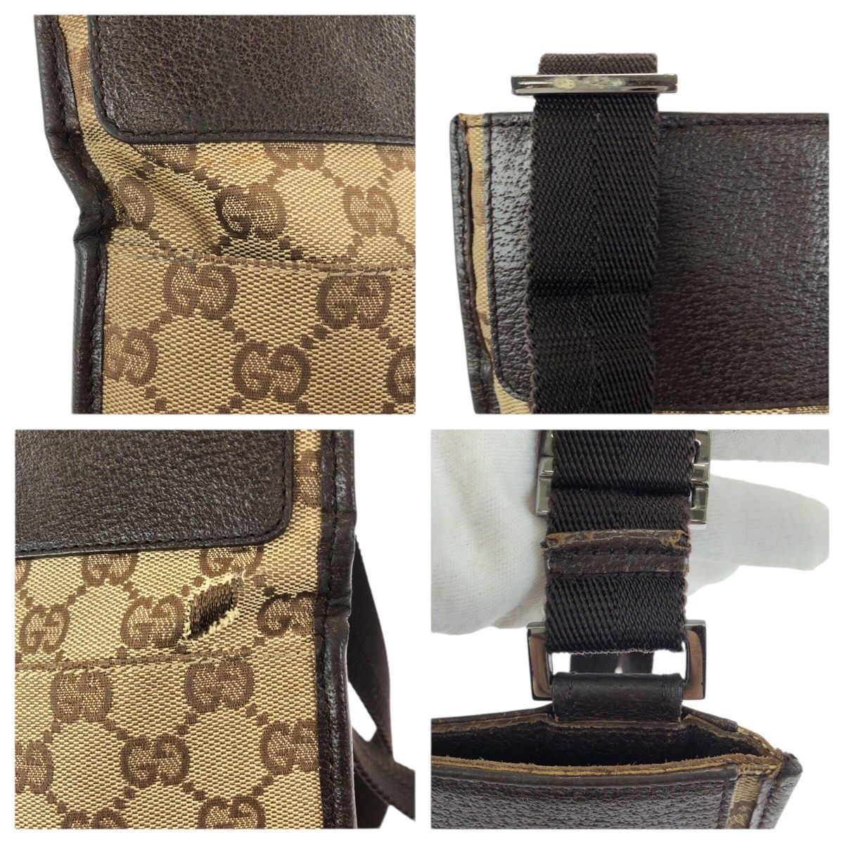 GUCCI グッチ ベージュ ダークブラウン GGキャンバス/レザー 27639