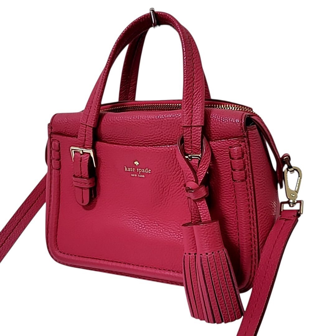 kate spade 赤 タッセル付きハンドバッグ ショルダーバッグ美品 B-7 