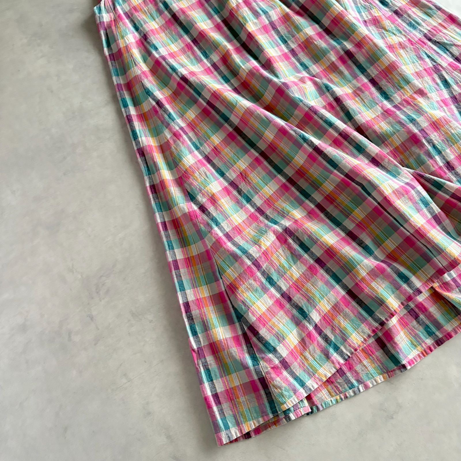 美品 / mizuiroind ミズイロインド / マドラスチェック フレア