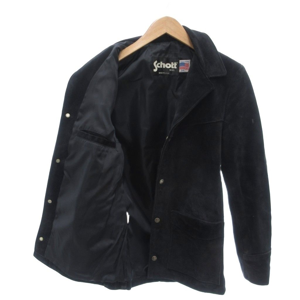 Schott ブラック スエードジャケット　USA製 ショット SCHOTT USA製 スエード カーコート レザージャケット 本革 34