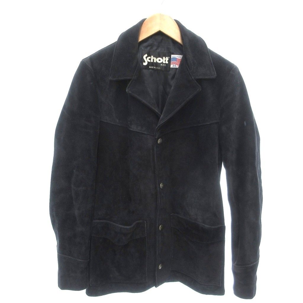 SCHOTT ショットUSA製 カーコート キルティング 黒 2XL 44 ショット SCHOTT USA製 スエード カーコート レザージャケット 本革 34