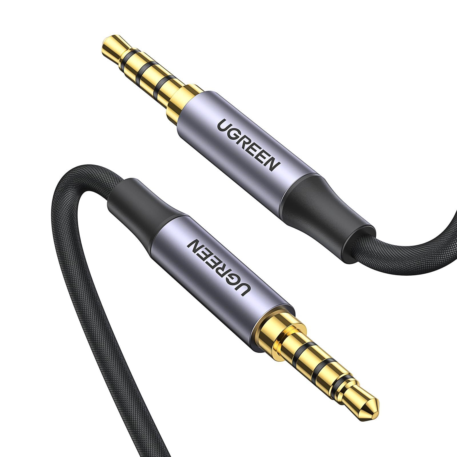 24K Gold Plated Plug Omnidirectional Hi-Fi Sound Quality Earphone Cable Stereo Mini Plug Compatible with Smartphone/PC/Monitor/PS4/MP3/Speaker Male to Male Headphones 3.5mm 4 Poles/TRRS 2M Audio Cable 3.5mm UGREEN