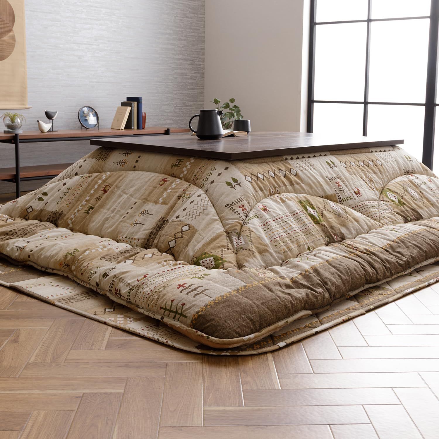 新品 イケヒコ こたつ布団 長方形 掛布団 日本製 アムル 約205×285cm ベージュ 綿100％ ギャベ柄 ふっくら ボリューム #1161460130203 26,191円