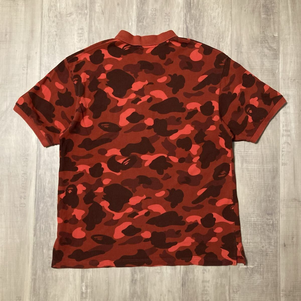 RED CAMO APE HEAD LOGO ポロシャツ Lサイズ a bathing ape BAPE