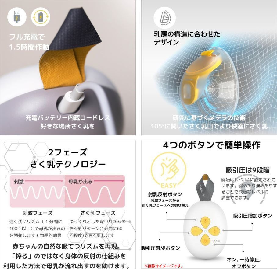 E2532◇未使用 ハンズフリー さく乳 片胸 メデラ 電動搾乳機 充電 