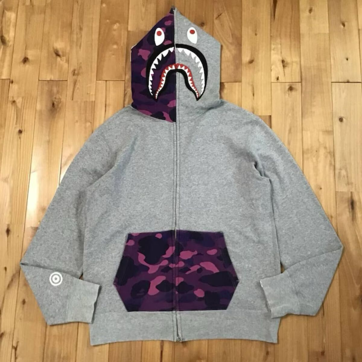 ☆XL☆ Purple camo × グレー シャーク パーカー shark full zip