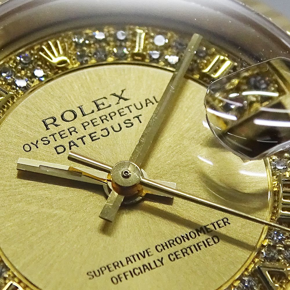ロレックス ROLEX デイトジャスト 69178MR S番 時計 レディース ブランド ミリヤード ダイヤモンド 自動巻き AT 750YG 18K 金無垢 ゴールド OH・ 磨き済み 【中古】 ロレックス ROLEX デイトジャスト 69178MR S番 時計 レディース