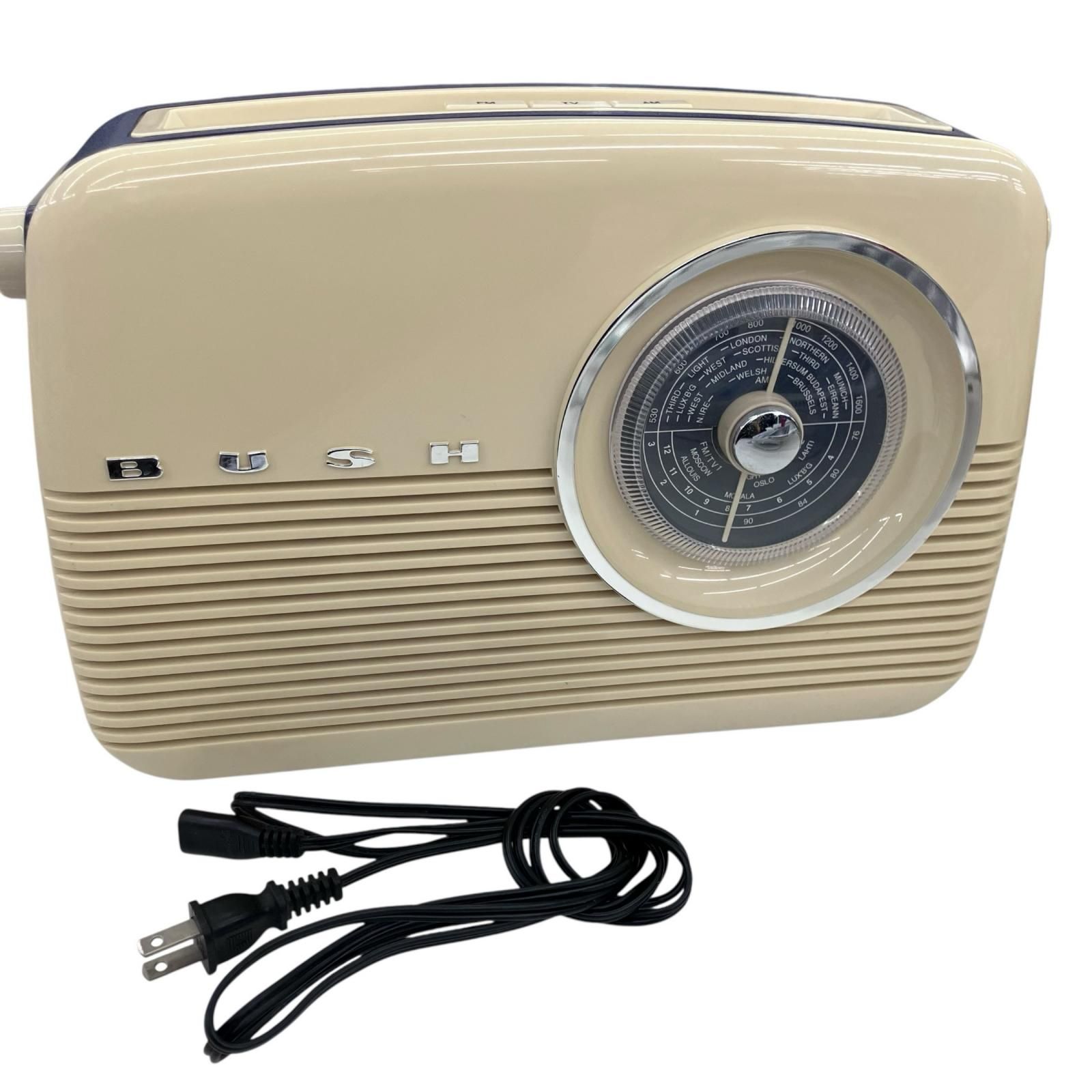 186000 動作未確認 BUSH レトロラジオ FM/AM/TV受信機 TR82 クリーム