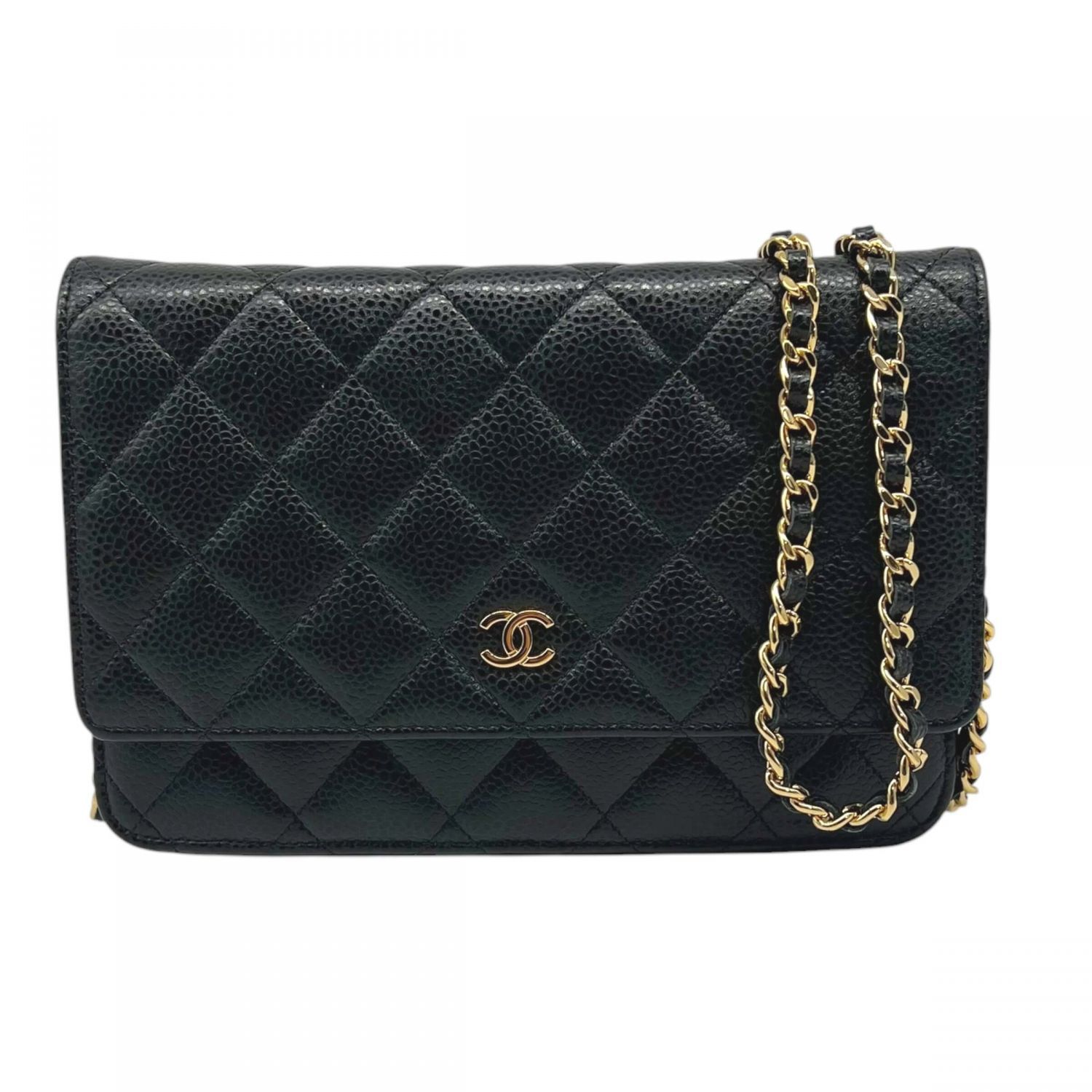 【中古】 CHANEL シャネル AP0250 チェーンウォレット マトラッセ ショルダーバッグ キャビアスキン ゴールド金具 ブラック レディース 25038200 SA 中古】 CHANEL シャネル AP0250 チェーンウォレット マトラッセ