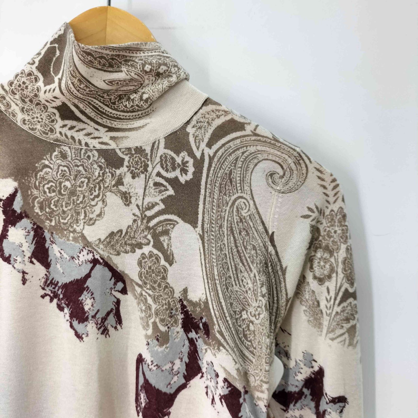 美品✨エトロ　シルクカシミヤ　ハイネックニット　薄手　ハイゲージ　L相当　42 エトロ ETRO シルクカシミヤ ハイネック ニット レディース EUR：42