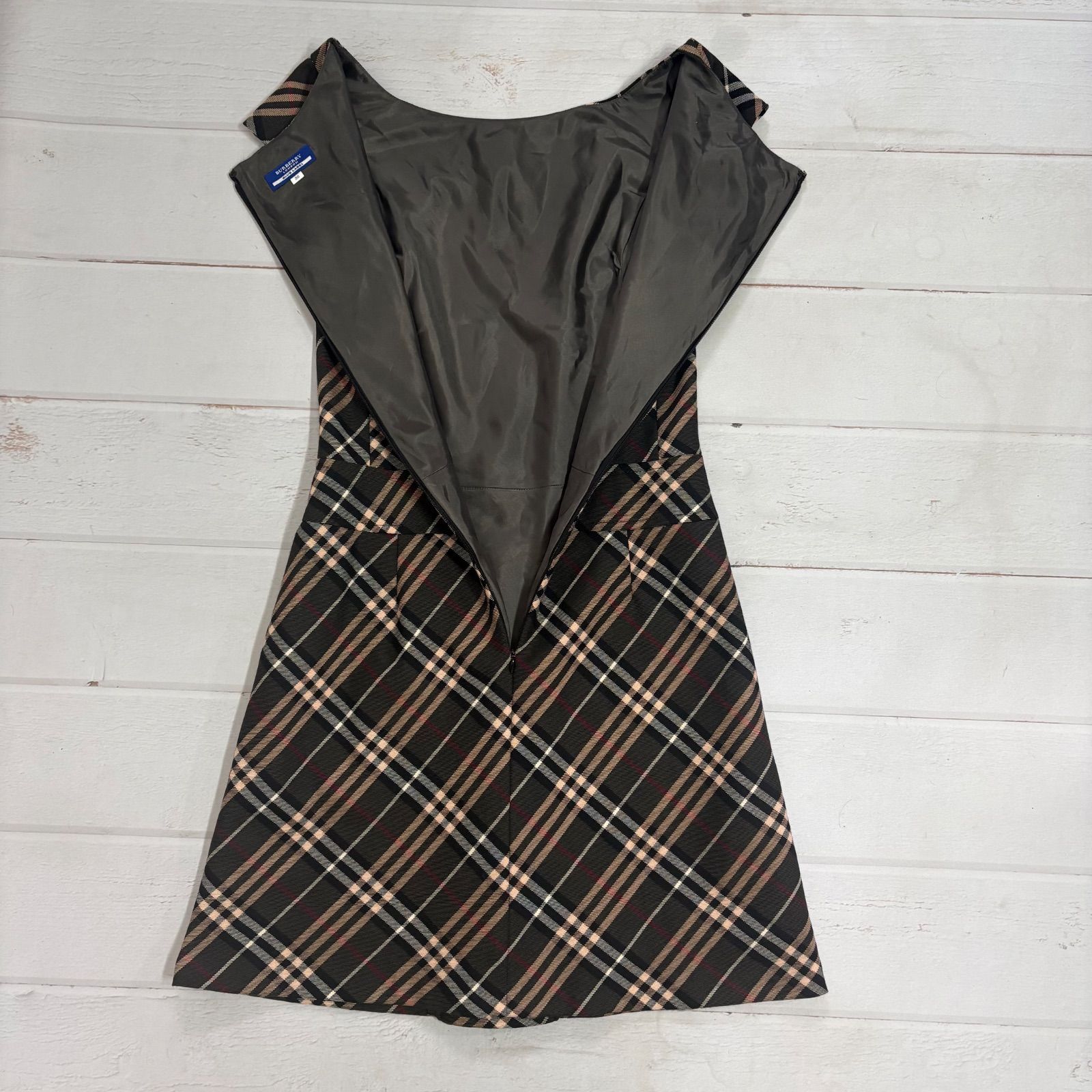 BURBERRY BLUE LABEL Nova Check Sleeveless Dress Belted Vintage Y2K