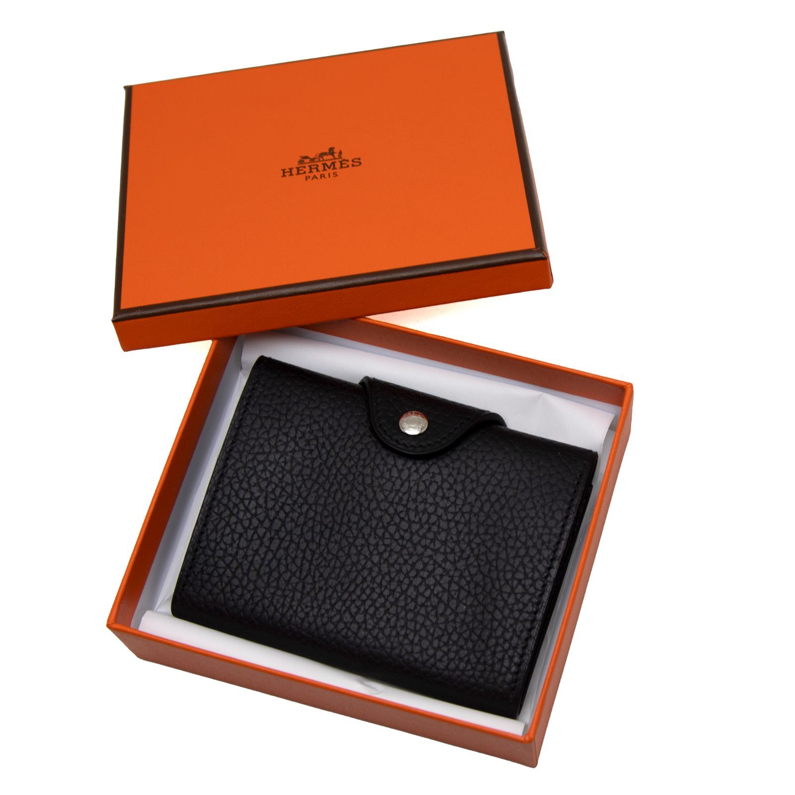 新品同様 エルメス イリアード コンパクト ヴァッシュ シルバー金具 