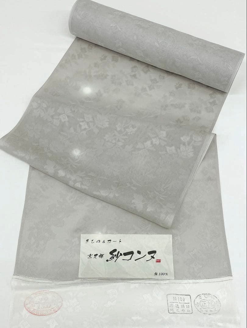 紋紗 小紋 京友禅 紗コンヌ 蛍ぼかし 薄物コート 正絹 反物 T319