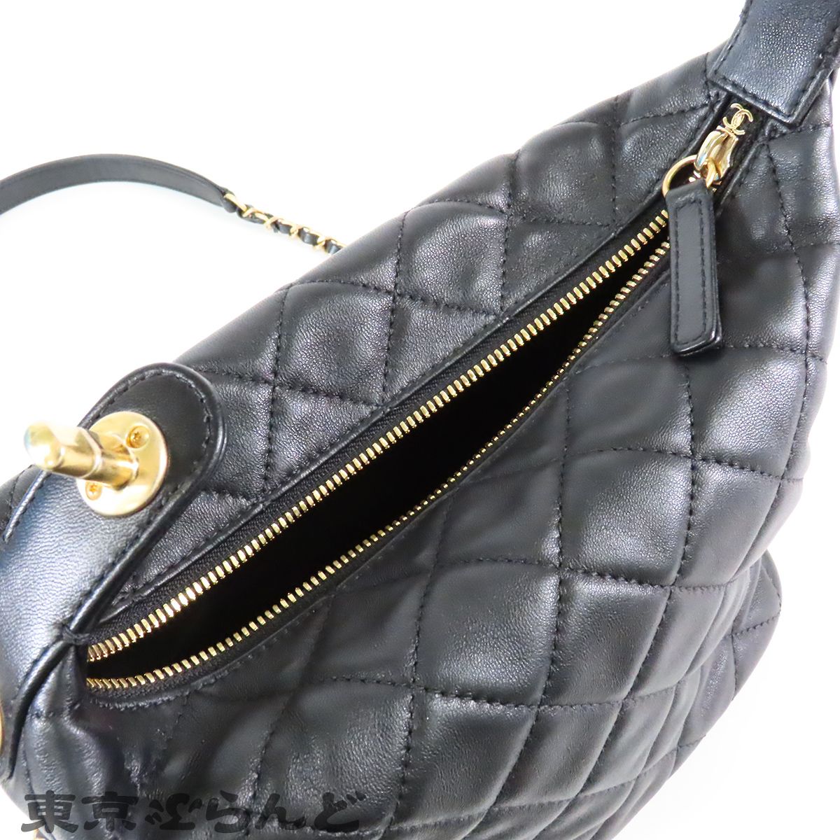 シャネル CHANEL ラージ ホーボーバッグ AS4368 ブラック ゴールド金具 ラムスキン レディース ショルダーバッグ シャネル スーパーコピー ラージ ホーボー バッグ ブラック AS4368