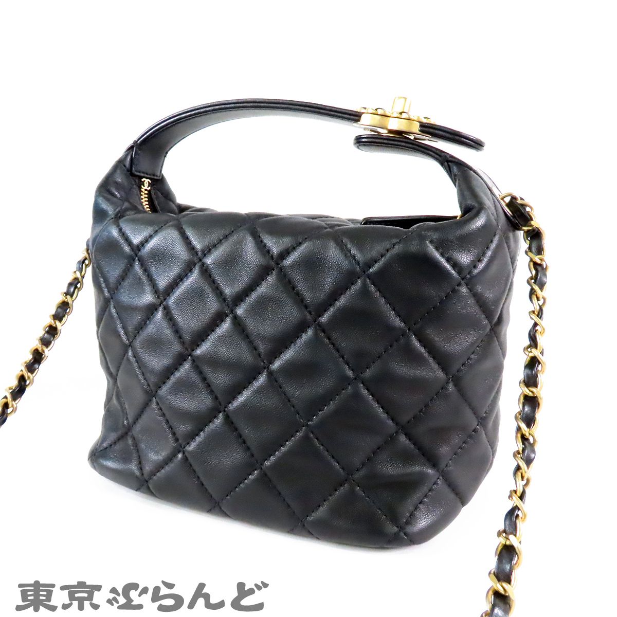シャネル CHANEL ラージ ホーボーバッグ AS4368 ブラック ゴールド金具 ラムスキン レディース ショルダーバッグ シャネル スーパーコピー ラージ ホーボー バッグ ブラック AS4368
