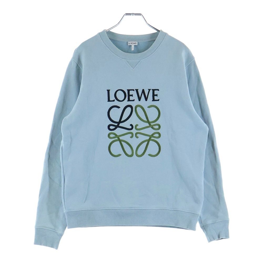 LOEWE ロエベ ANAGRAM SWEAT H6109900CR フロントアナグラムロゴ刺繍 クルーネック長袖スウェットトレーナー ブルー LOEWE (ロエベ) ANAGRAM SWEAT H6109900CR フロントアナグラムロゴ刺繍
