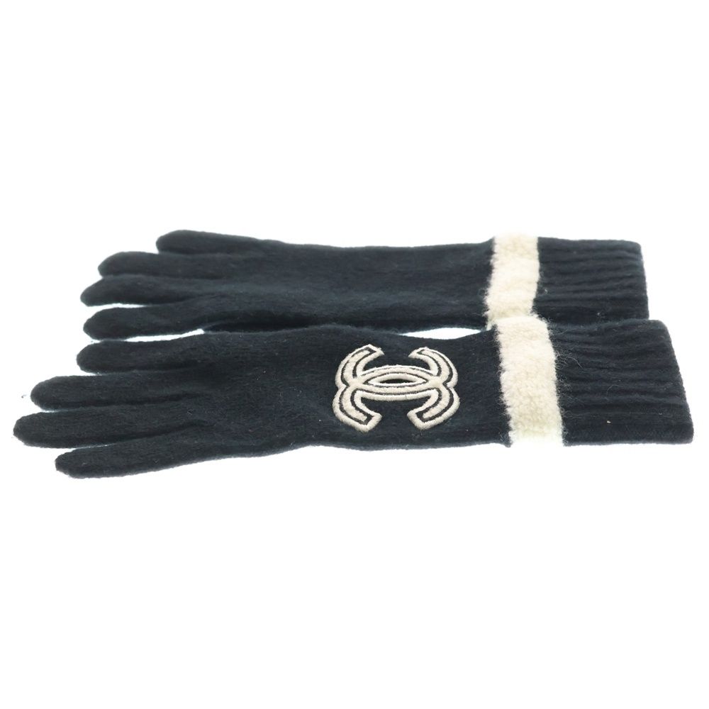 CHANEL (シャネル) ココマーク カシミア グローブ 手袋 ブラック CHANEL (シャネル) ココマーク カシミア グローブ 手袋 ブラック