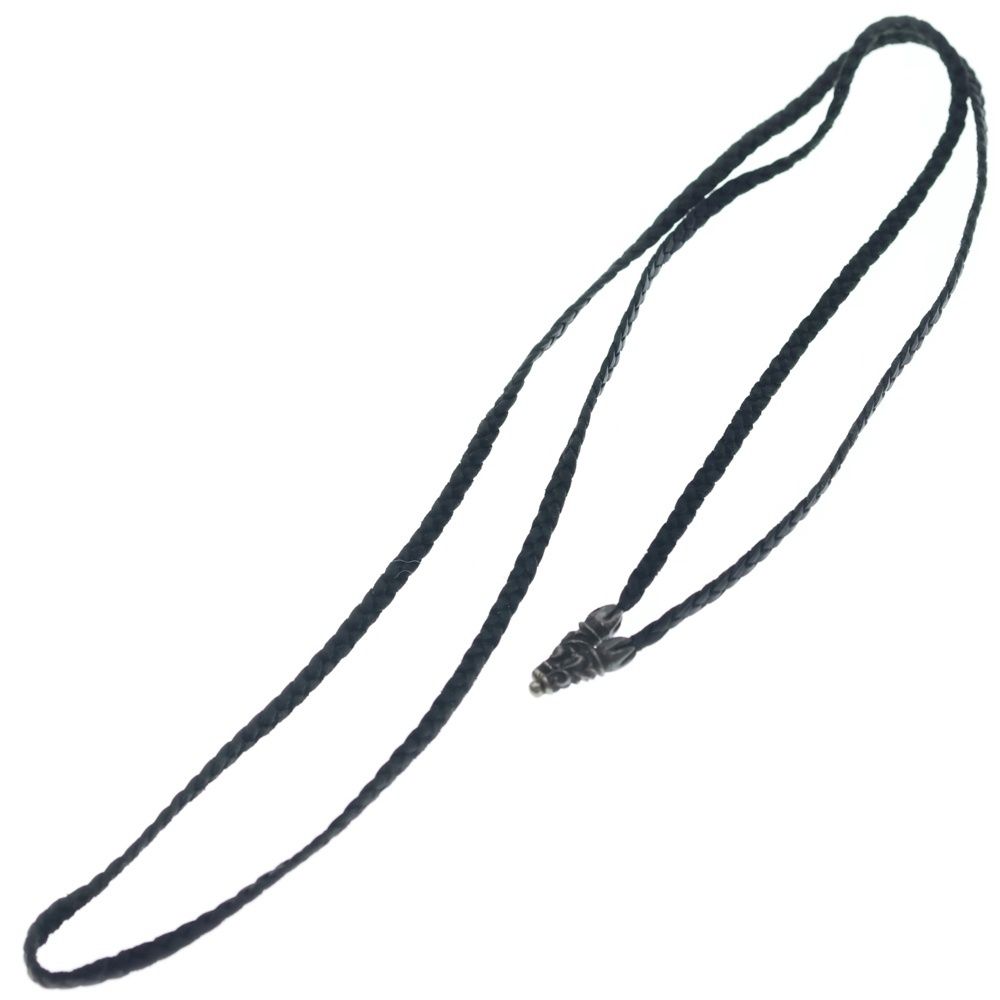 CHROME HEARTS クロムハーツ LEATHER BRAID SCROLL ネックレス レザーブレイドネックレス ブラック/シルバー BCA377 CHROME HEARTS (クロムハーツ) LEATHER BRAID SCROLL ネックレス