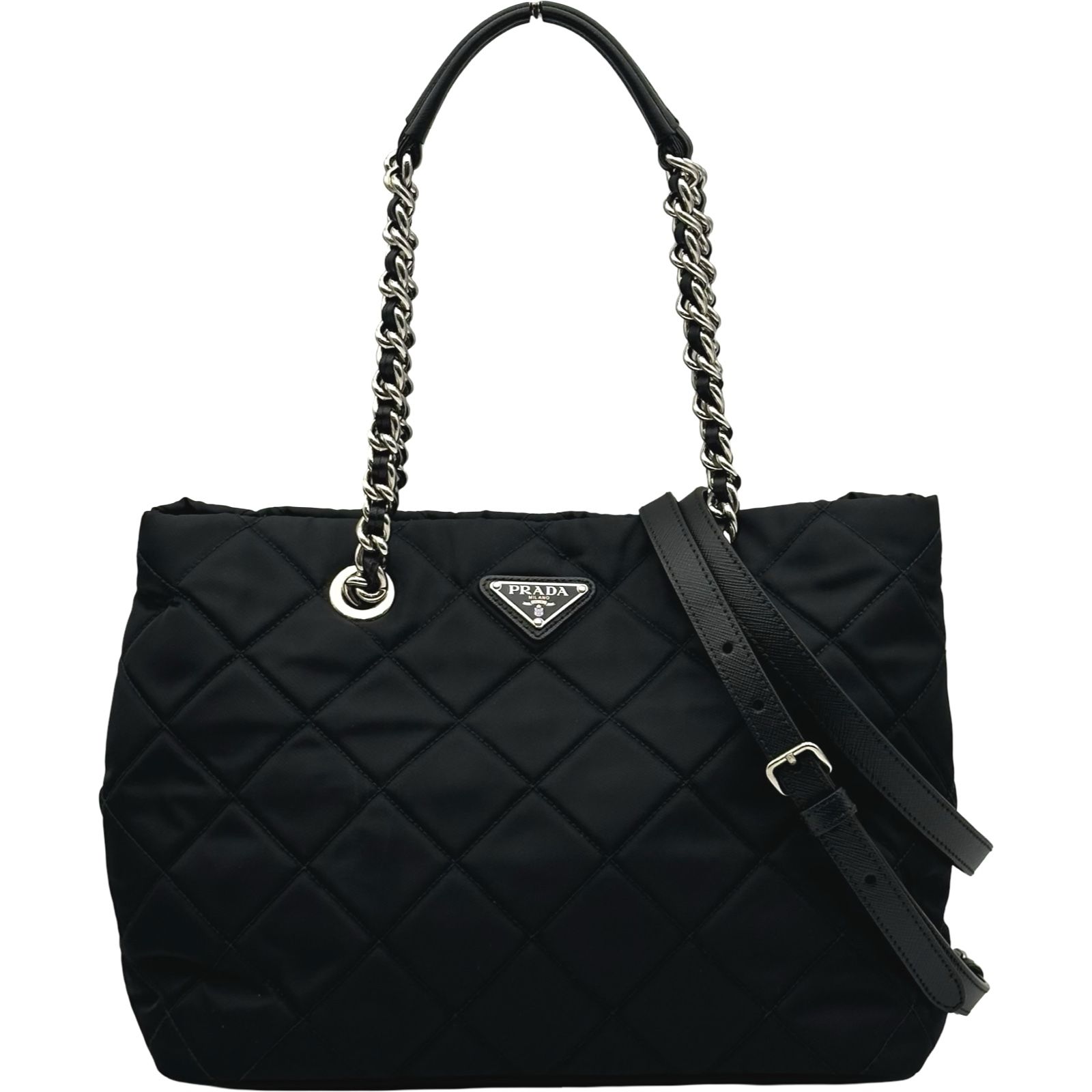 プラダ PRADA インプントゥ チェーントートバッグ 1BG740 ブラック 