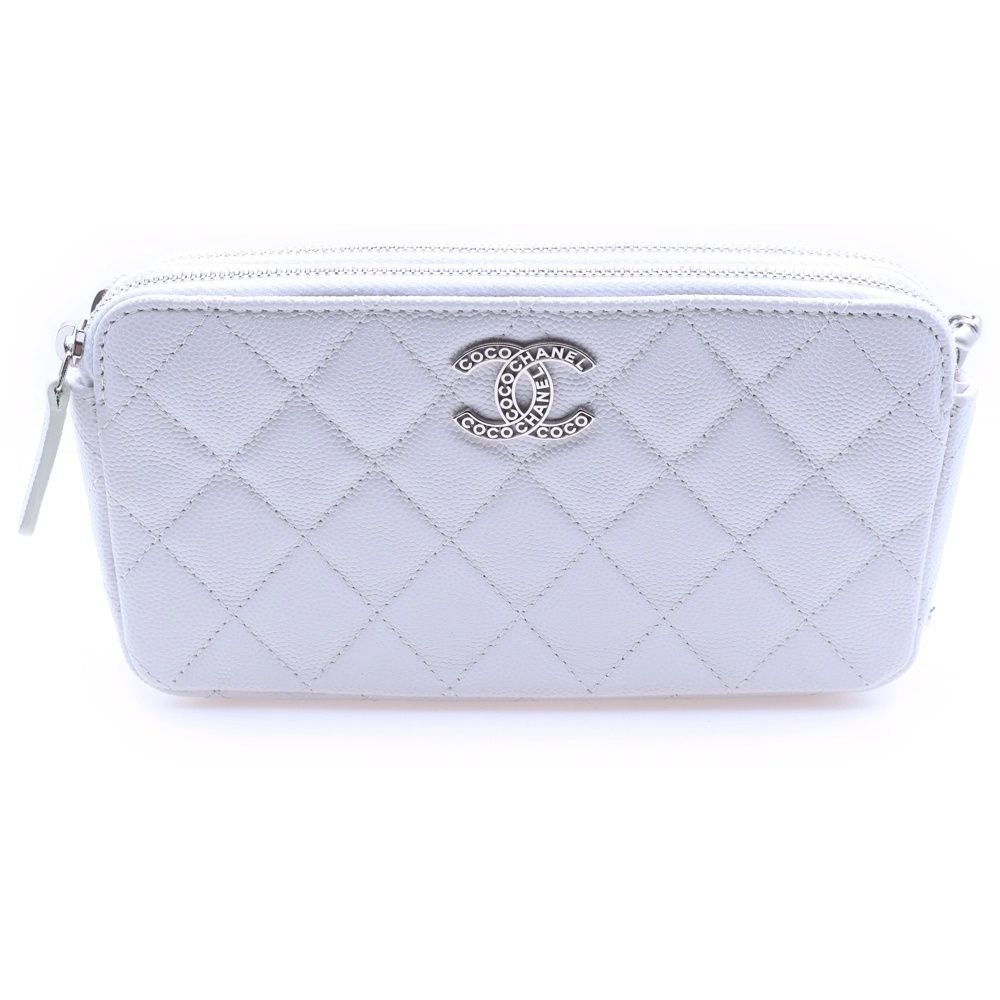CHANEL シャネル マトラッセ チェーンウォレット ホワイト キャビアスキン シルバー金具 AP3837 CHANEL (シャネル) マトラッセ チェーンウォレット ホワイト キャビア