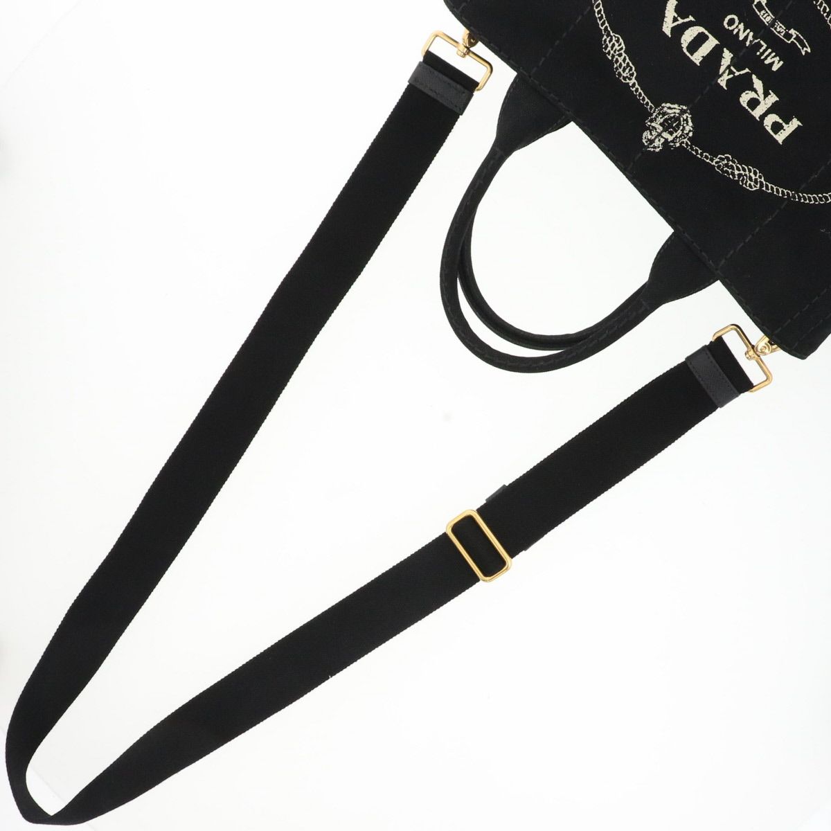 PRADA プラダ カナパ ミニ ハンドバッグ 2WAY バッグ ショルダーバッグ 1BG439 キャンバス ブラック ネロ/NERO  レディース【中古】 PRADA プラダ カナパ ミニ ハンドバッグ 2WAY バッグ ショルダーバッグ
