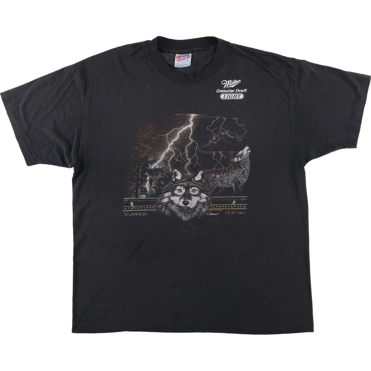 古着 90年代 ヘインズ Hanes MILLER ミラー オオカミ柄 