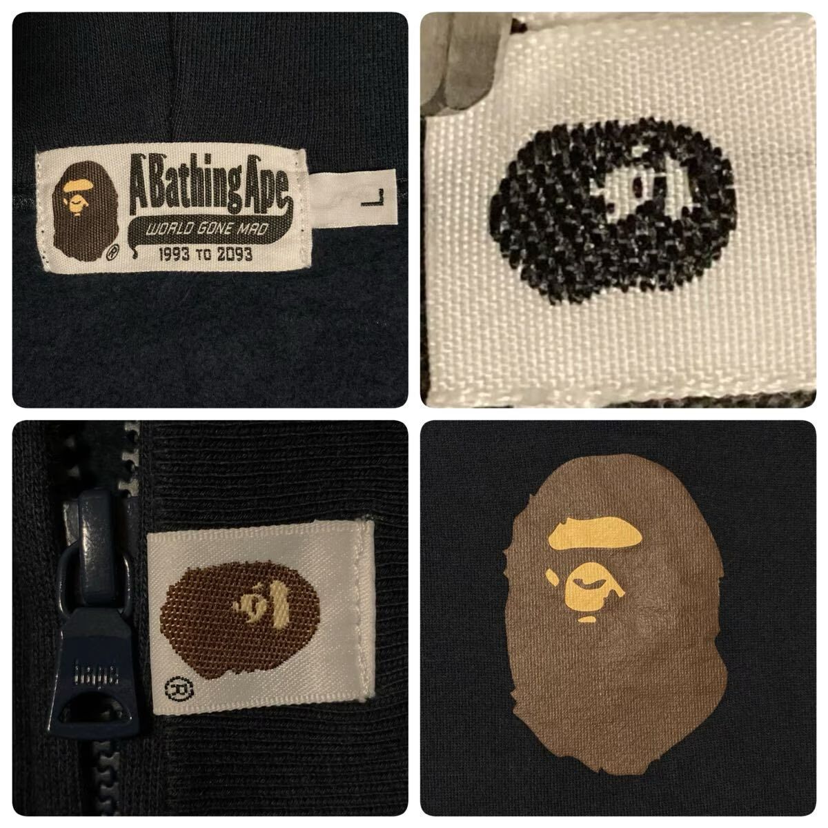 BAPE HEAD LOGO ジップ パーカー Lサイズ ネイビー a bathing ape zip