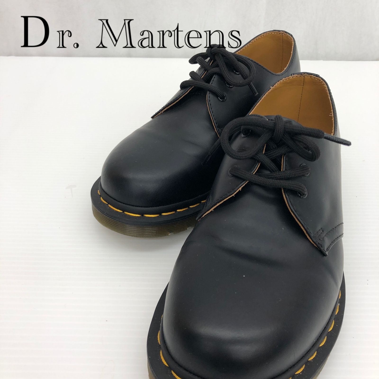 Dr.Martens ドクターマーチン 黒レザーシューズ イエローステッチ