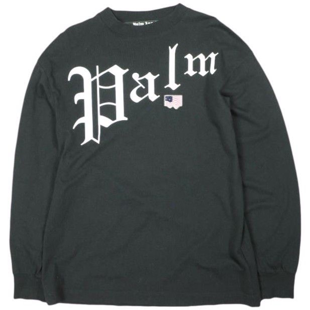 Palm Angels パームエンジェルス ポルトガル製 NEW GOTHIC L/S TEE ロゴプリント ロングスリーブTシャツ PMAB002S20413012 S ブラック 長袖 星条旗 トップス【中古】【Palm Angels】 Palm Angels パームエンジェルス ポルトガル製 NEW GOTHIC L/S TEE