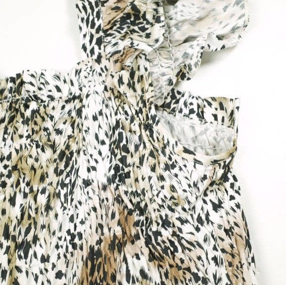 Sea New York シー ニューヨーク 21SS LEOPARD DRESS レオパードフリルロングワンピース SS21-38 M Beige マキシ ドレス トップス【中古】【Sea New York】 Sea New York シー ニューヨーク 21SS LEOPARD DRESS レオパードフリル