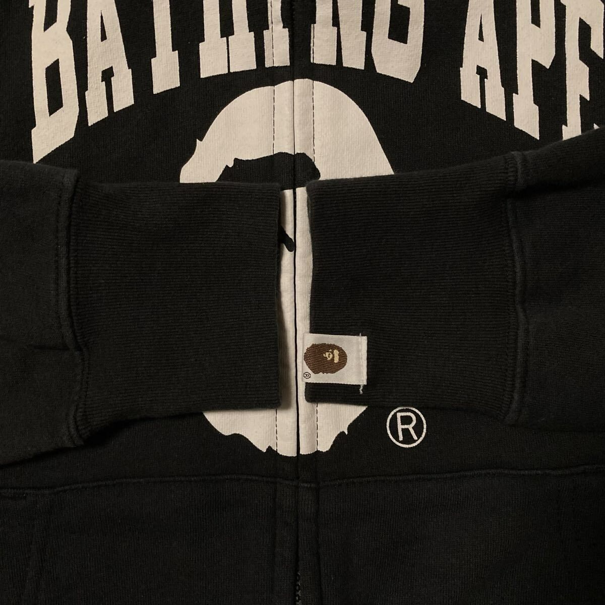 BAPE HEAD LOGO ジップ パーカー Lサイズ ブラック a bathing ape BAPE