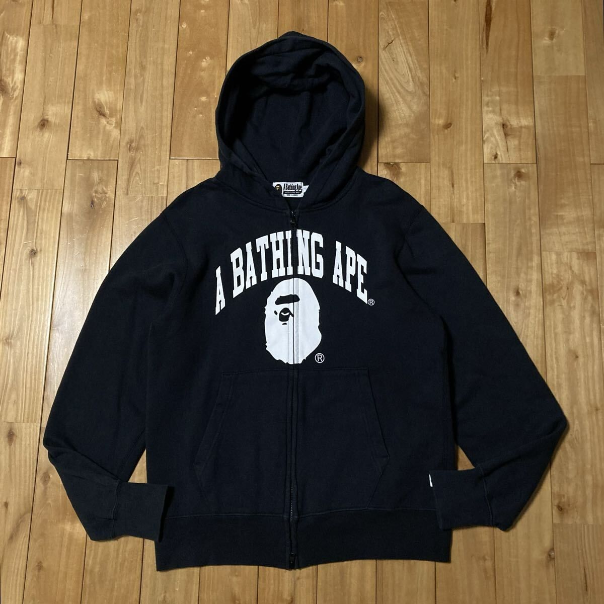 BAPE HEAD LOGO ジップ パーカー Lサイズ ブラック a bathing ape BAPE