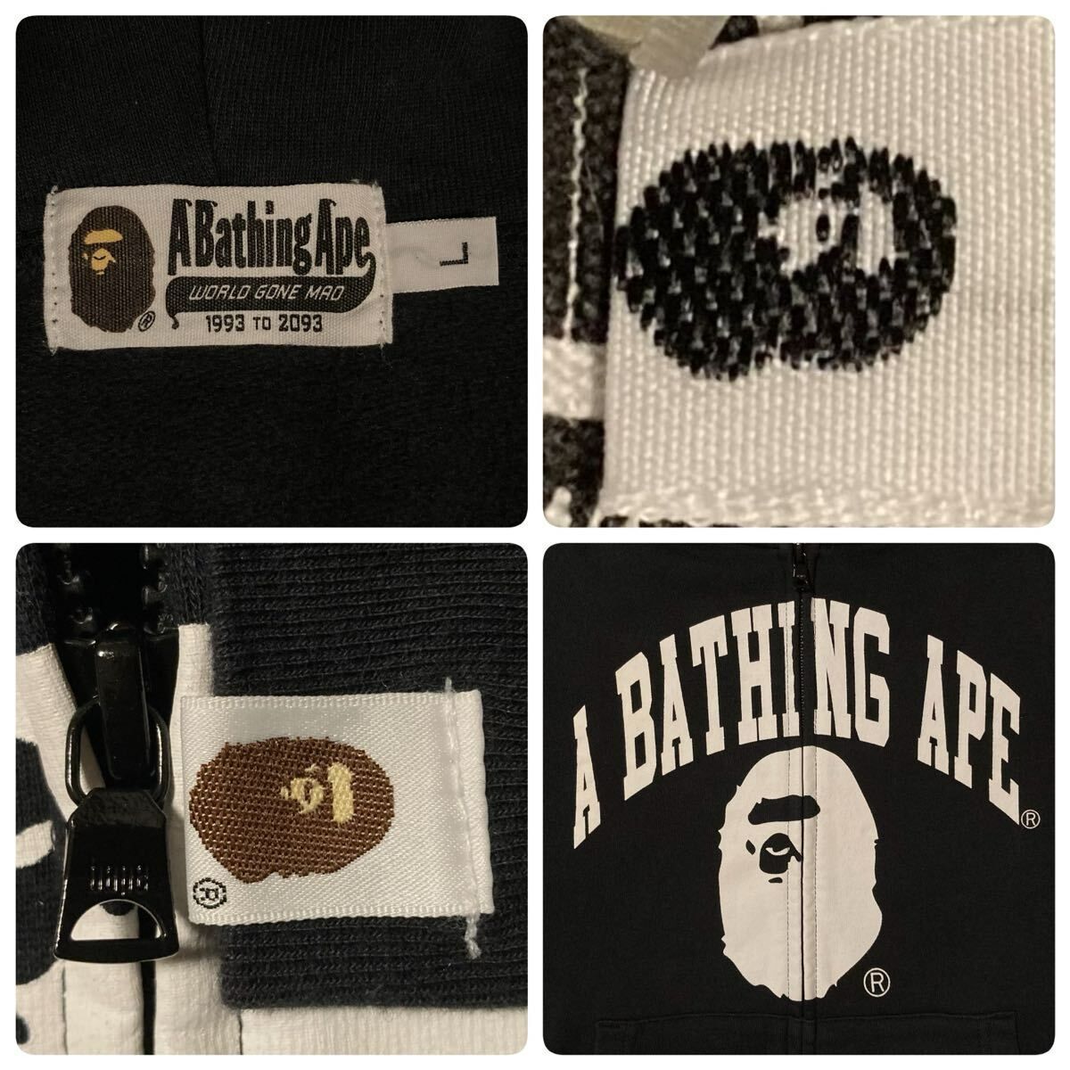 BAPE HEAD LOGO ジップ パーカー Lサイズ ブラック a bathing ape BAPE 